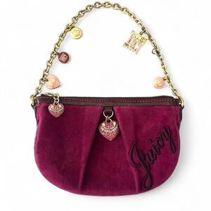Juicy Couture Vintage Velour Mini Bag with Charms Purple/Pink Y2K
